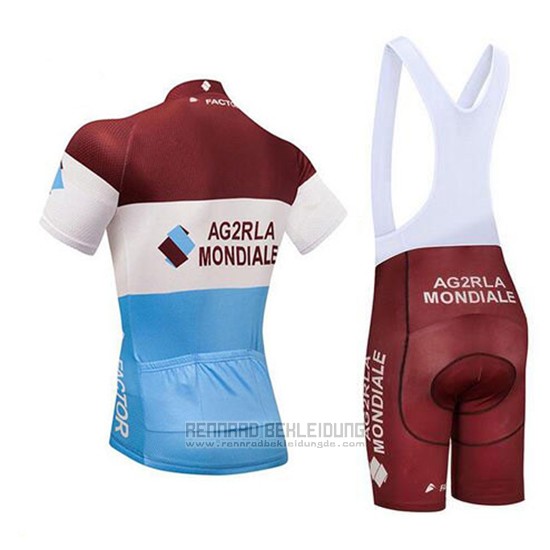 2018 Fahrradbekleidung Ag2r La Mondiale Braun und Wei Trikot Kurzarm und Tragerhose